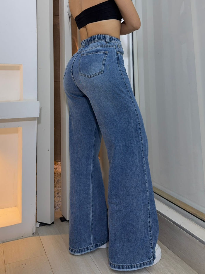 1342 PN DAMA JEANS PREMIUM BOTA RECTA PRETINA ENCAUCHADA