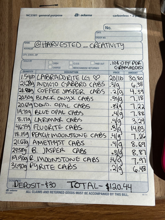 @harvested_creativity Wholesale Live Sale Invoice