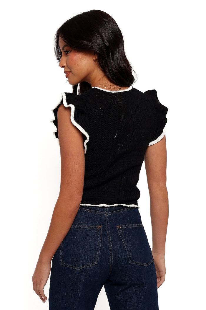 Petal and Pup USA TOPS Abby Knit Top - Black White