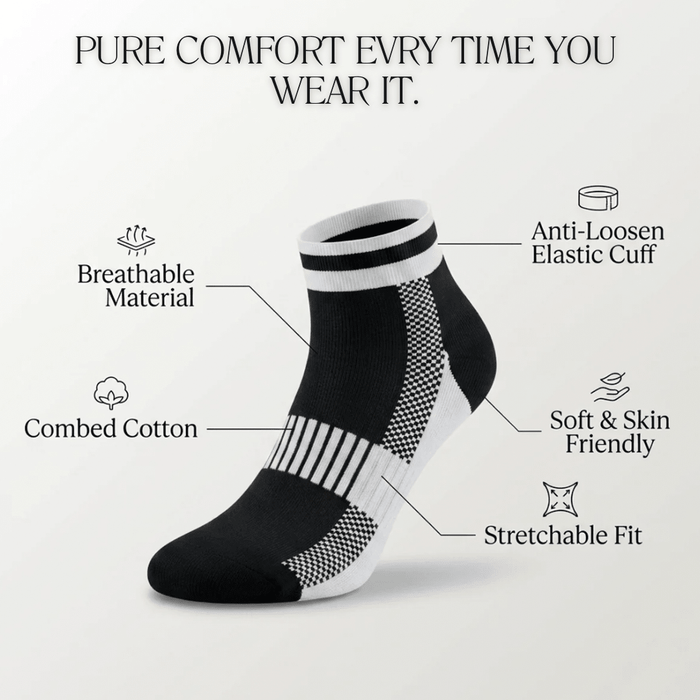 -Airofit Cushioned Ankle Socks-Black/white-