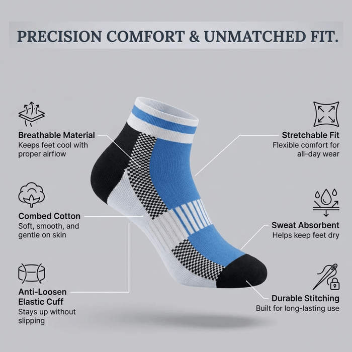 -Airofit Cushioned Ankle Socks-Light blue/White-