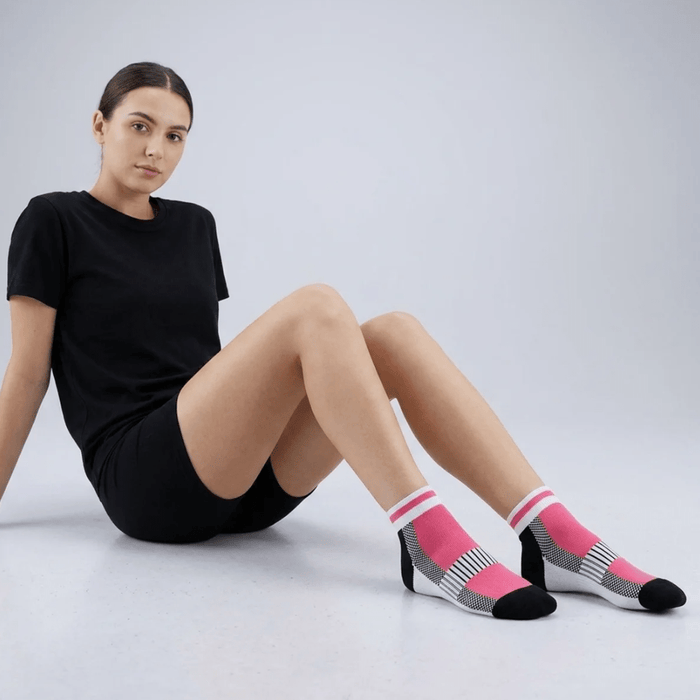 -Airofit Cushioned Ankle Socks-Pink/White-