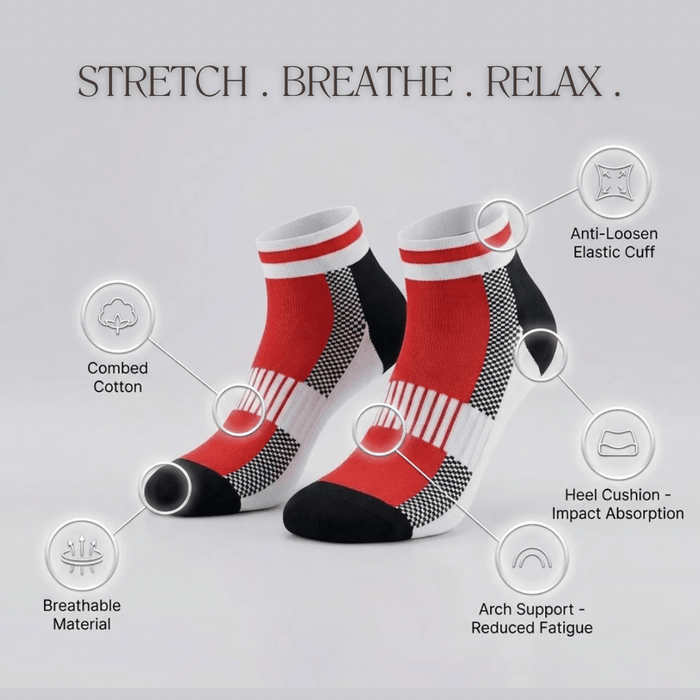 -Airofit Cushioned Ankle Socks-Red/white-