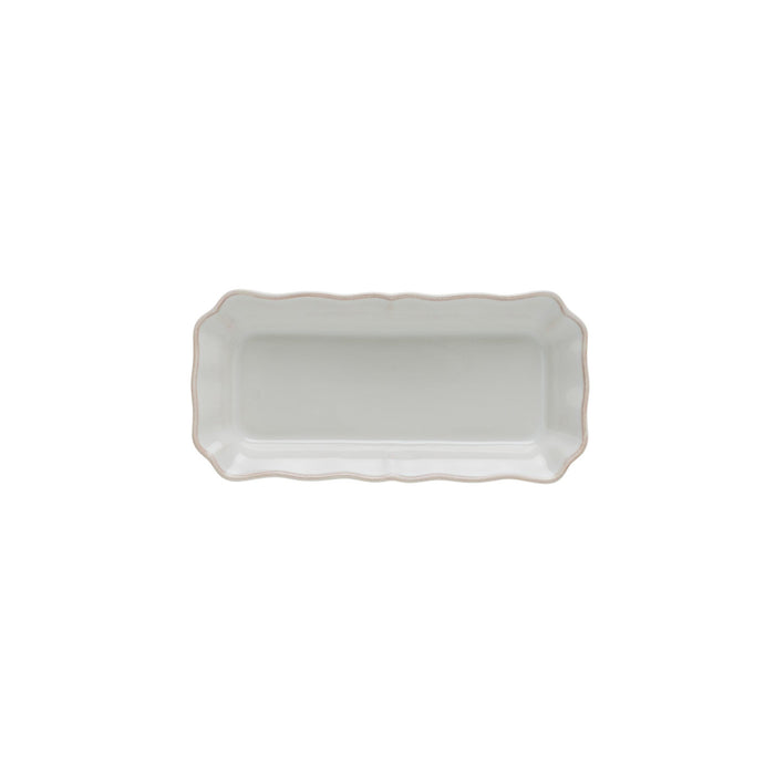 Alentejo White Stoneware Small Rectangular Tray — overall form and detail