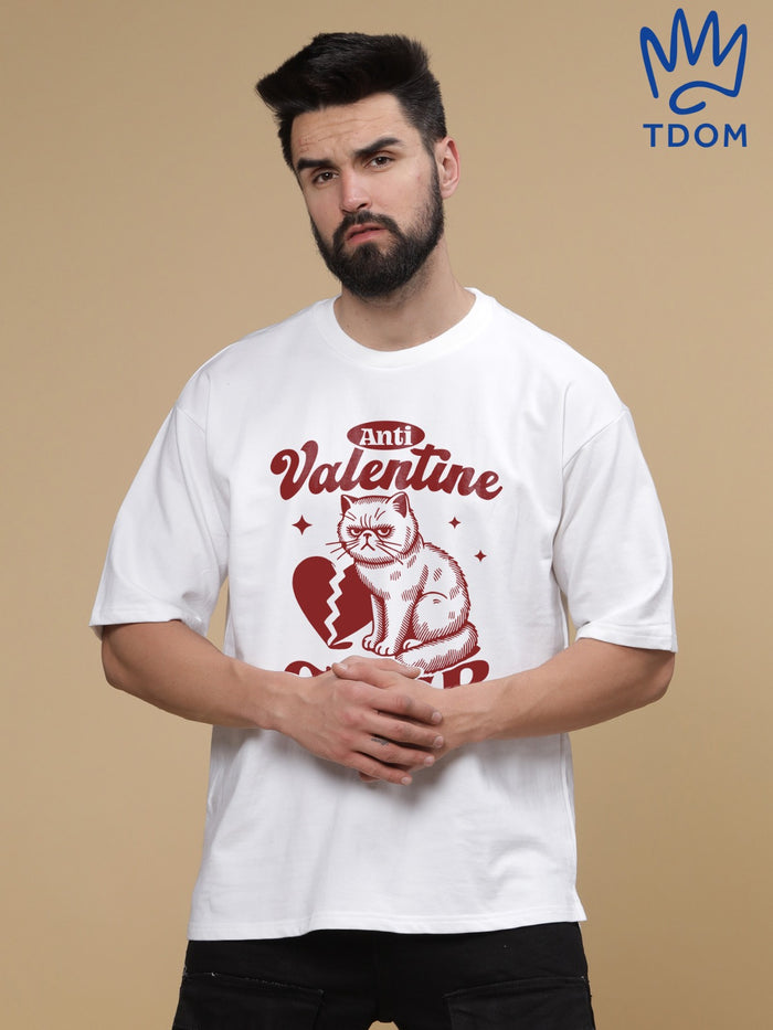 Anti Valentines Round Neck Oversized T-Shirt