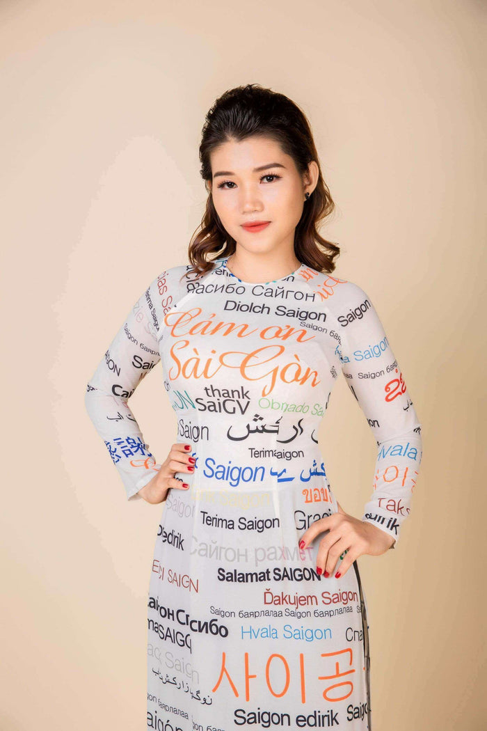 Mark&Vy Ao Dai ao dai dress Ao dai dress in white color. 3DP007024