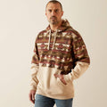 Ariat Men's Color Block Hoodie in Oatmeal Southwest