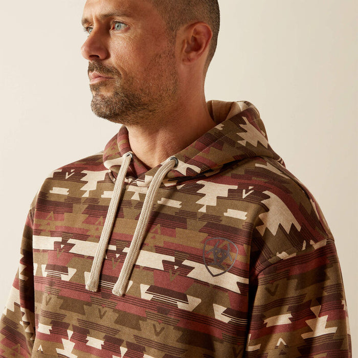 Ariat Men's Color Block Hoodie in Oatmeal Southwest