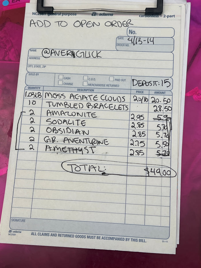 @averiglick Wholesale Live Sale Invoice