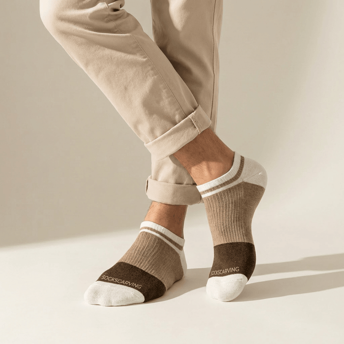 -Avik Socks - White Brown-