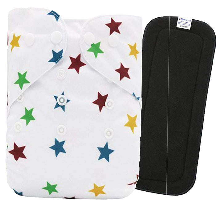 Babymoon 1 Cloth Diaper with 5Layers Grey Insert Premium Adjustable Reusable Cloth Diaper (Star)
