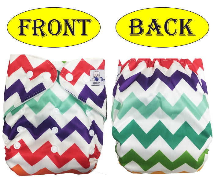 Babymoon 1 Cloth Diaper with 5Layers Grey Insert Premium Adjustable Reusable Cloth Diaper (Zigzag)
