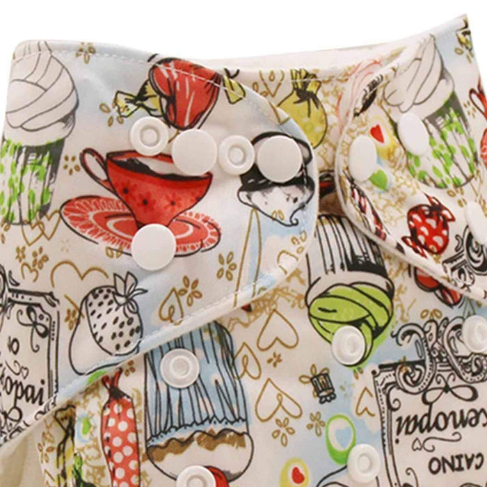 Babymoon 1 Cloth Diaper with 5Layers Grey Insert Premium Adjustable Reusable Cloth Diaper (Foodie)