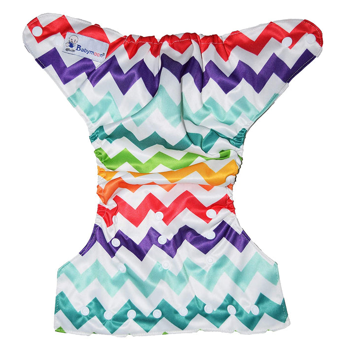 Babymoon 1 Cloth Diaper with 5Layers Grey Insert Premium Adjustable Reusable Cloth Diaper (Zigzag)