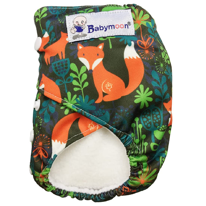 Babymoon 1 Cloth Diaper with 5Layers Grey Insert Premium Adjustable Reusable Cloth Diaper (Fox)