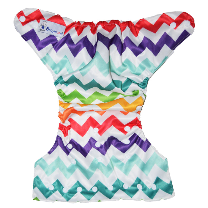 Babymoon 1 Cloth Diaper with 5Layers Grey Insert Premium Adjustable Reusable Cloth Diaper (Zigzag)