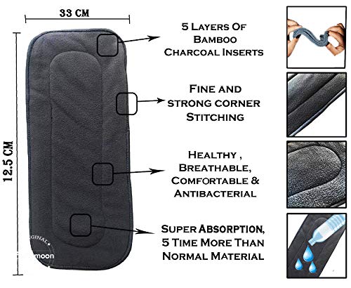 Babymoon 1 Cloth Diaper with 5Layers Grey Insert Premium Adjustable Reusable Cloth Diaper (Love)