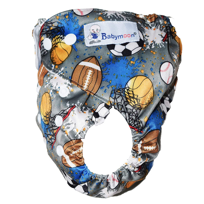 Babymoon 1 Cloth Diaper with 5Layers Grey Insert Premium Adjustable Reusable Cloth Diaper (Football)