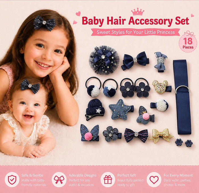Babymoon 18Pcs/Set Fusion Mix Style Hairclips Hairbands