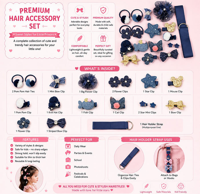 Babymoon 18Pcs/Set Fusion Mix Style Hairclips Hairbands