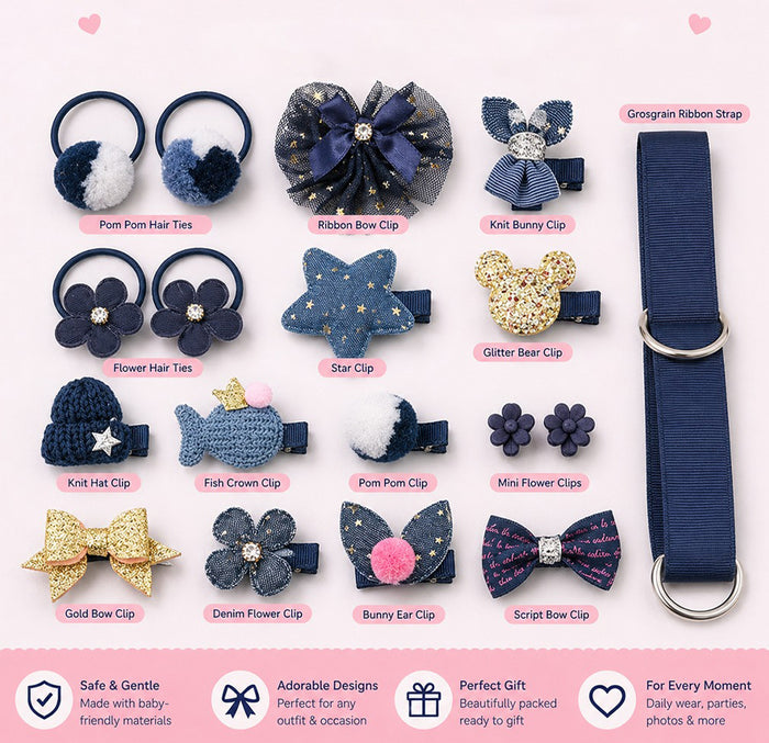 Babymoon 18Pcs/Set Fusion Mix Style Hairclips Hairbands
