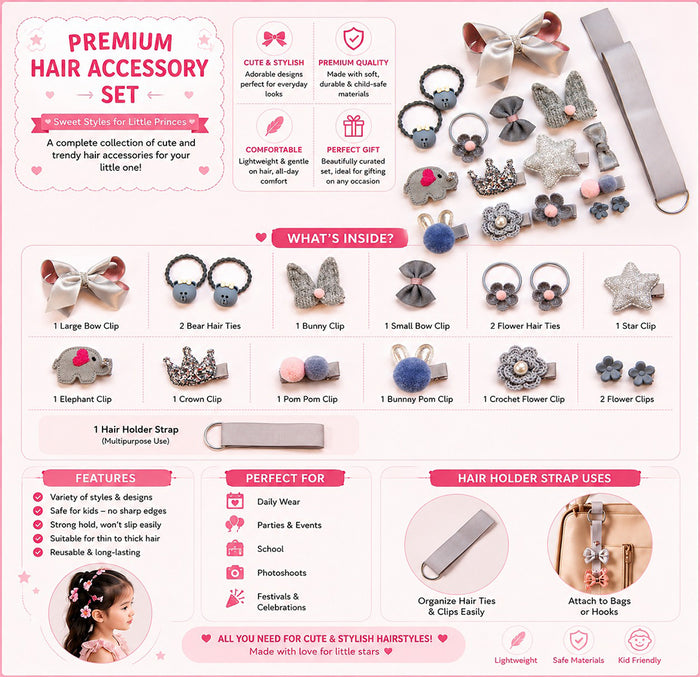 Babymoon 18Pcs/Set Fusion Mix Style Hairclips Hairbands
