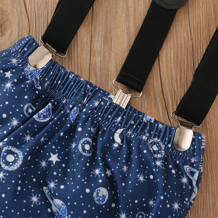 Babymoon 1st Birthday Cake Smash Outfit |Romper & Suspender Costume | 1 Yr - Blue