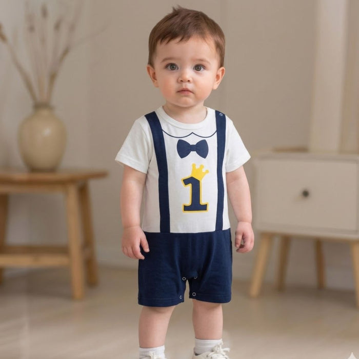 Babymoon 1st Rank First Birthday Romper Outfit | Baby Photoshoot Props Costumes | Blue
