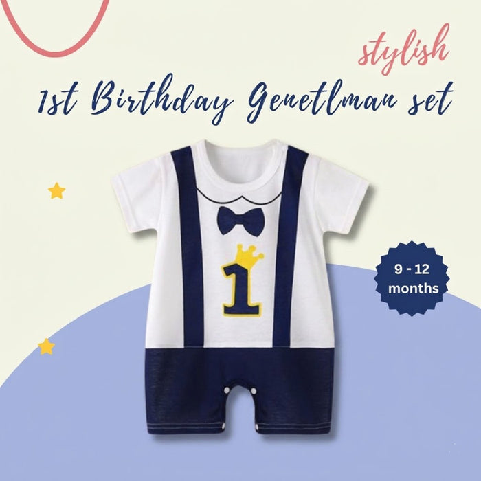 Babymoon 1st Rank First Birthday Romper Outfit | Baby Photoshoot Props Costumes | Blue