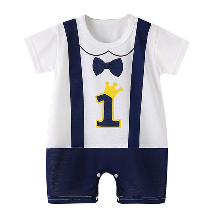 Babymoon 1st Rank First Birthday Romper Outfit | Baby Photoshoot Props Costumes | Blue