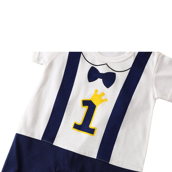 Babymoon 1st Rank First Birthday Romper Outfit | Baby Photoshoot Props Costumes | Blue