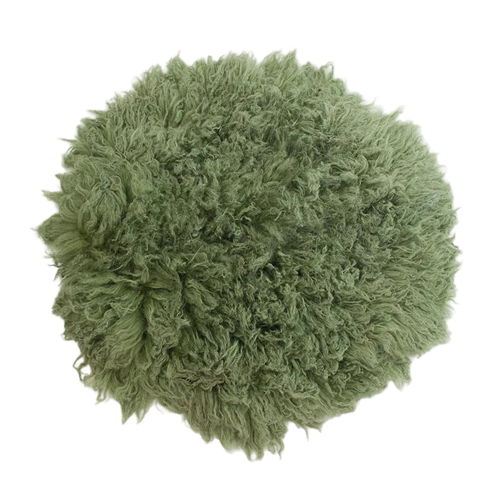 Babymoon 30CM | Round Wool Flokati Fur Blanket | Photoshoot Props | Army Green