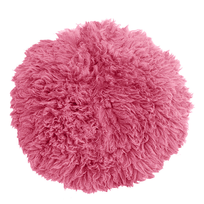 Babymoon 30CM | Round Wool Flokati Fur Blanket | Photoshoot Props | Darkpink