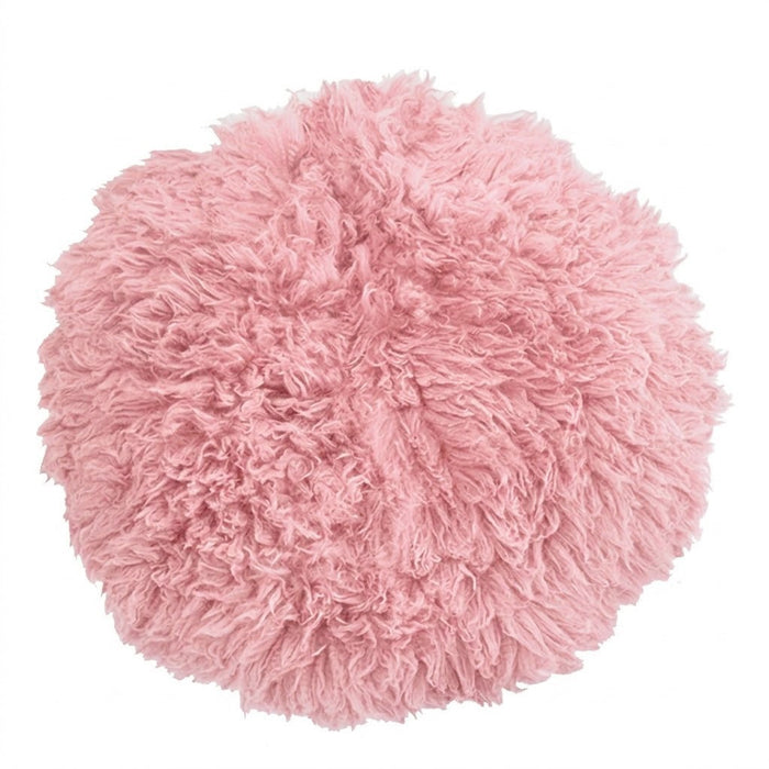 Babymoon 30CM | Round Wool Flokati Fur Blanket | Photoshoot Props | Pink