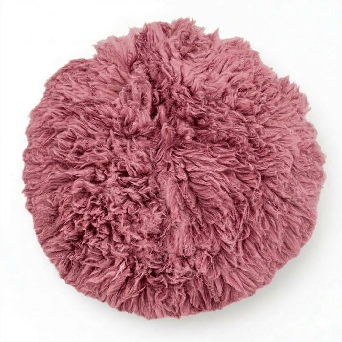 Babymoon 30CM | Round Wool Flokati Fur Blanket | Photoshoot Props | Wine