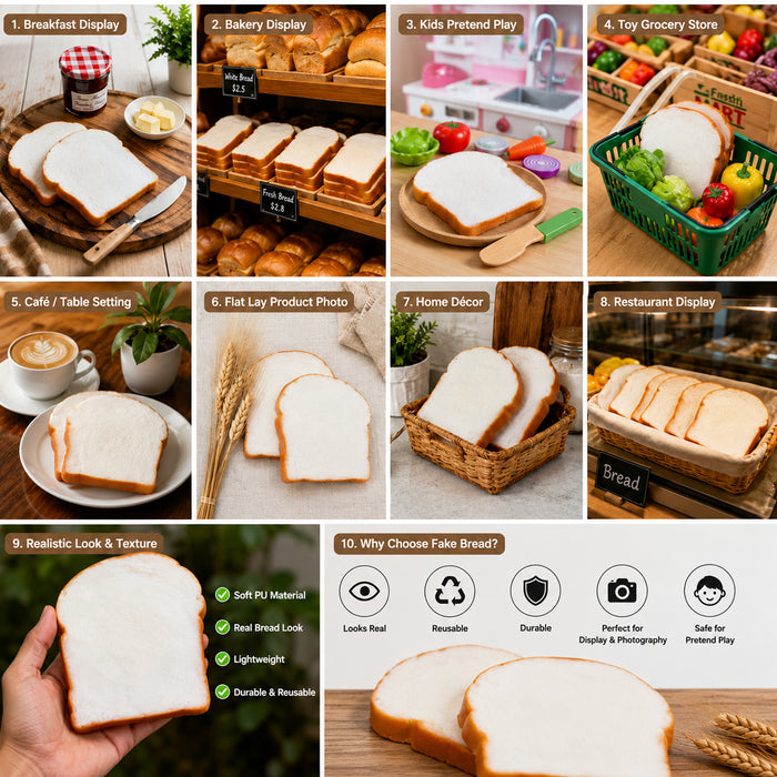 Babymoon Artificial Breads Slices | Decorative Add-ons | Photography Props | Set of 2