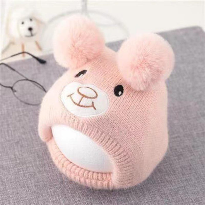 Babymoon Baby Bear Winter Ear Protection Cap Kids Hat Boys Girls Cap | 0-24M | Pink