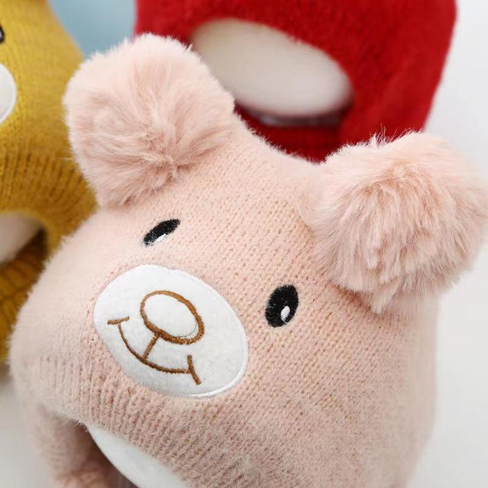 Babymoon Baby Bear Winter Ear Protection Cap Kids Hat Boys Girls Cap | 0-24M | Pink