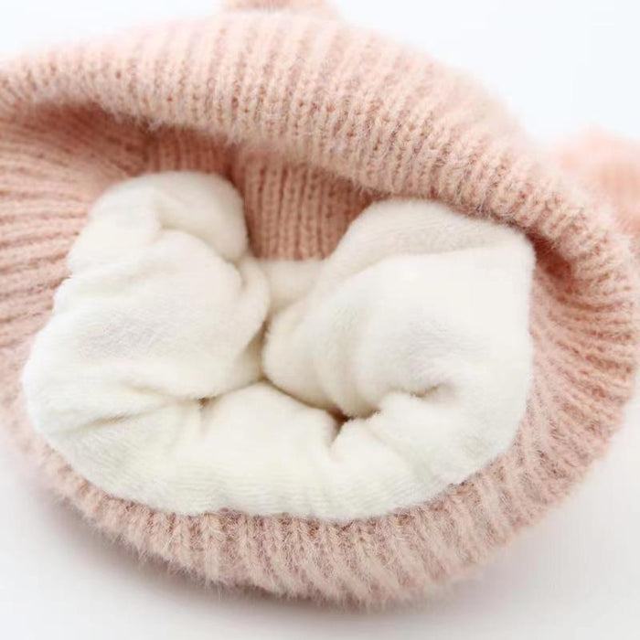 Babymoon Baby Bear Winter Ear Protection Cap Kids Hat Boys Girls Cap | 0-24M | Pink