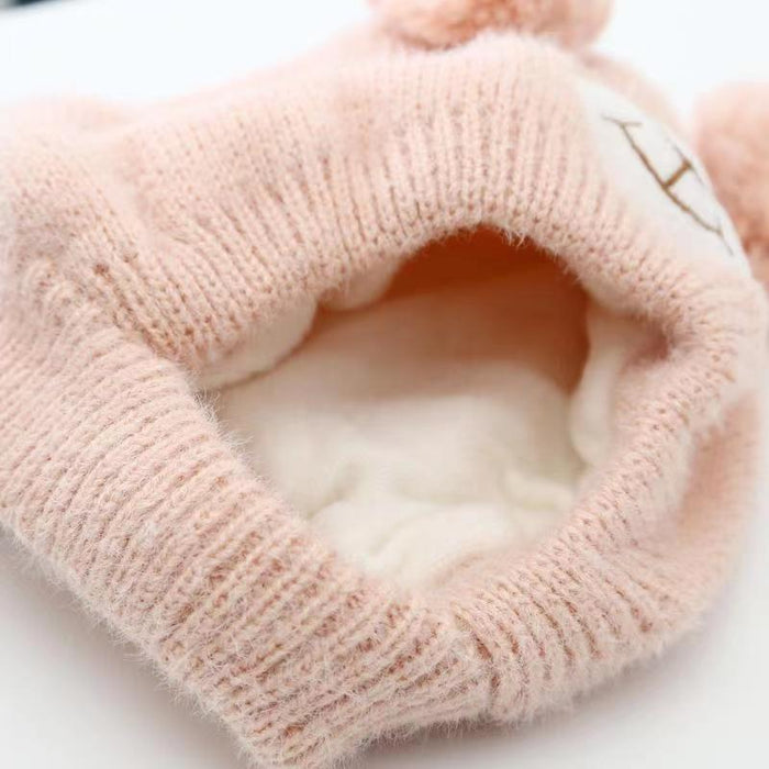 Babymoon Baby Bear Winter Ear Protection Cap Kids Hat Boys Girls Cap | 0-24M | Pink