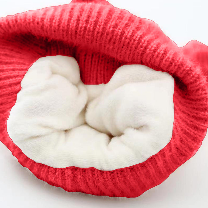 Babymoon Baby Bear Winter Ear Protection Cap Kids Hat Boys Girls Cap | 0-24M | Red