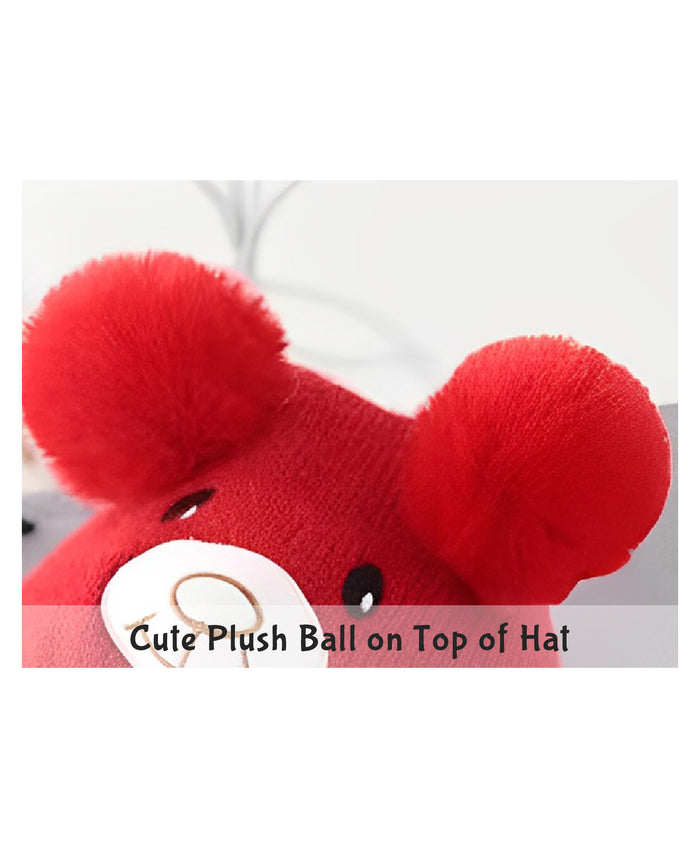 Babymoon Baby Bear Winter Ear Protection Cap Kids Hat Boys Girls Cap | 0-24M | Red
