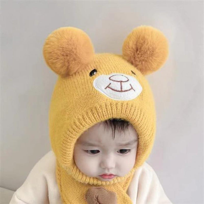 Babymoon Baby Bear Winter Ear Protection Cap Kids Hat Boys Girls Cap | 0-24M | Yellow