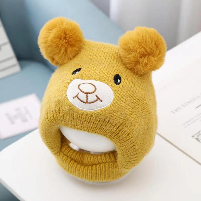 Babymoon Baby Bear Winter Ear Protection Cap Kids Hat Boys Girls Cap | 0-24M | Yellow