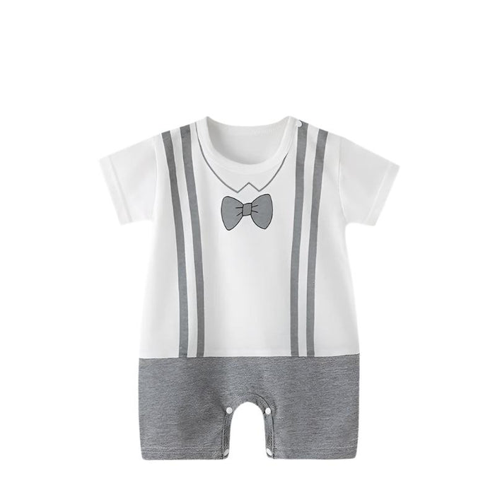 Babymoon Baby Bow Design Romper | Baby Photoshoot Props Costumes | 9-12 months | Grey-White