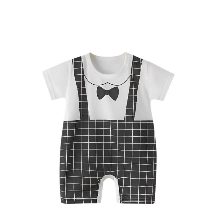 Babymoon Baby Chex Bow Romper | Baby Photoshoot Props Costumes | 9-12 months | White-Black