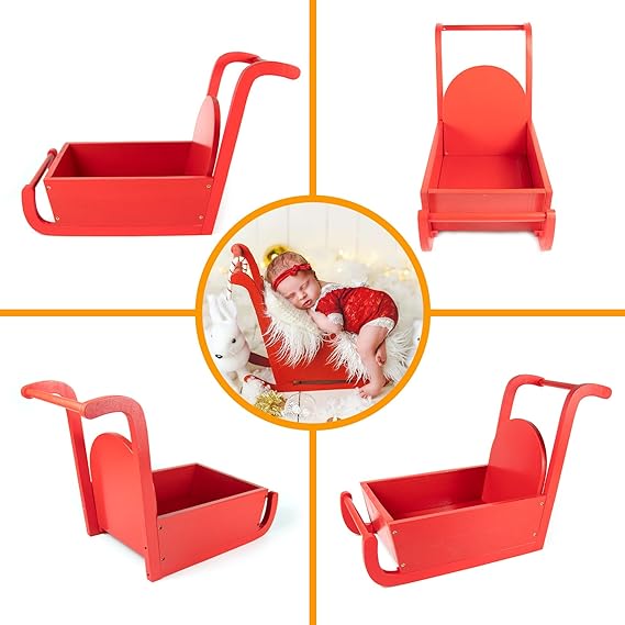 Babymoon Baby Christmas Sleigh | Santa Clause Wooden Cart
