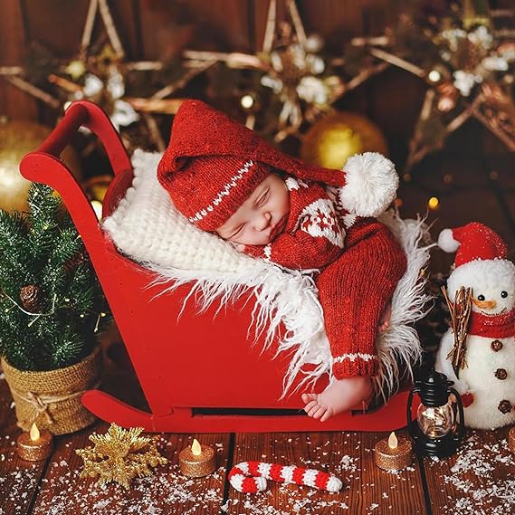 Babymoon Baby Christmas Sleigh | Santa Clause Wooden Cart