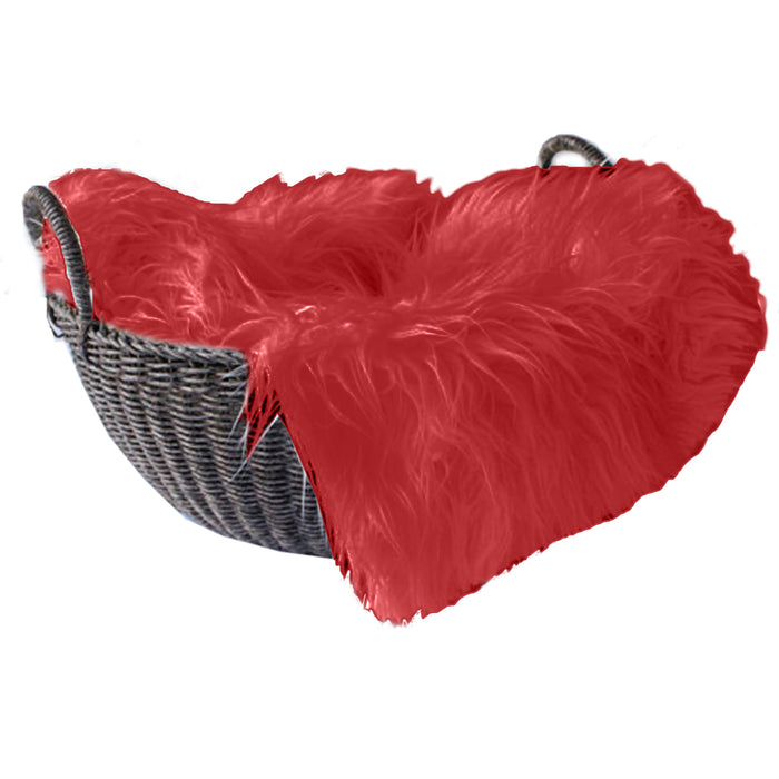 Babymoon Baby Kids Photoshoot Fur Blanket Props | Red