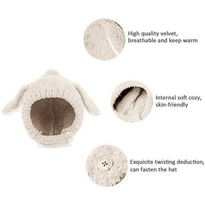 Babymoon Baby Rabbit Winter Ear Protection Cap Kids Hat Boys Girls Cap | 1-2Y | Beige